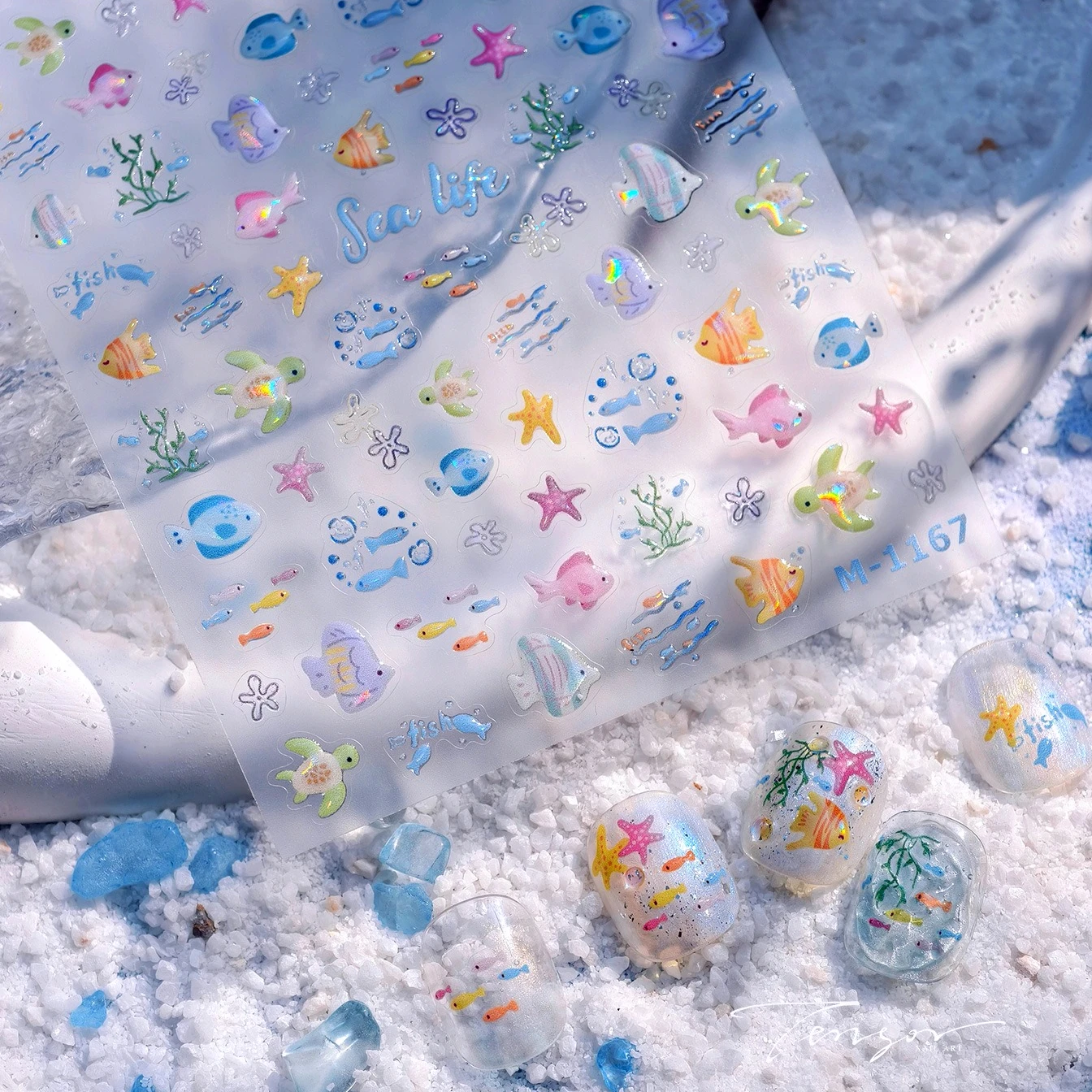 Gorgeous Turtle Tropical Fishs Deep-sea Fish Starfish Bubbles Ocean Sea Grass Shell Nail Art Stickers Manicure Decals Decoration - Image 2