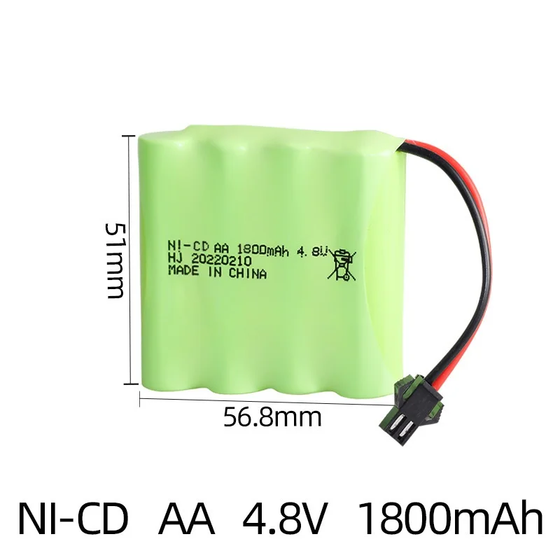 Batteria NiMH AA 4.8V 1800mah con spina SM per giocattoli Rc auto serbatoi robot pistole per barche batteria ricaricabile 4.8v