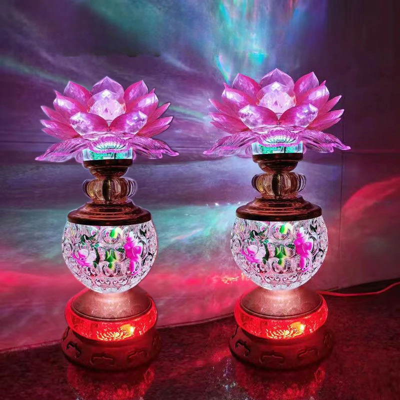 2pcs Home Simulated Candle Holder Ornament Lotus Candlestick Buddha Hall Decoration Plastic Base, Lampshade Glass Sphere