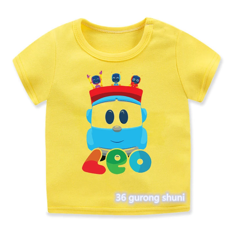 

2024 New Cute Leo The Truck Tv Show T-shirt Cartoon Print Children'S T Shirt Funny Toddler Baby Tshirts Casual Kids Yellow Shirt