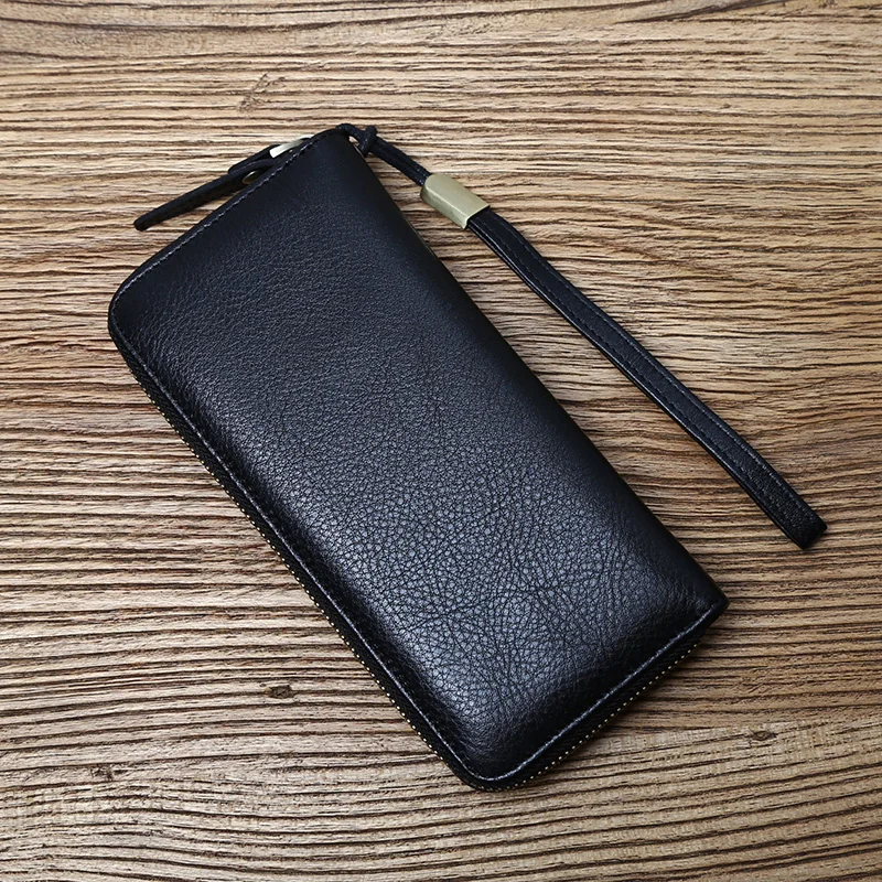 NZPJ Leder Lange Brieftasche Natürliche Rindsleder Kupplung Tasche Große Kapazität Bankkarte Tasche Multi Funktion Brieftasche Casual Mobile Tasche – Detail 6