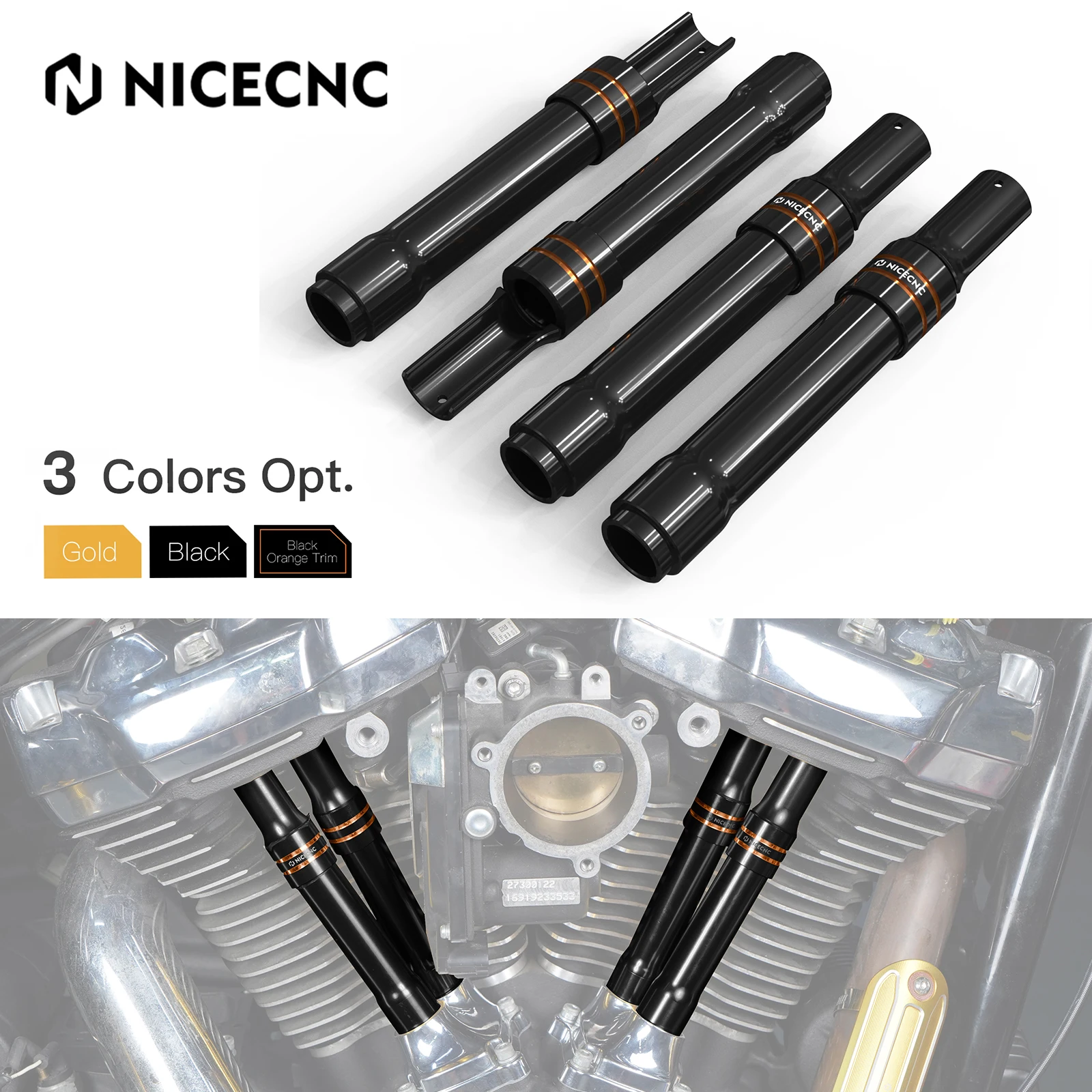 

NICECNC Motorcycle Engine Pushrod Covers Set For Harley Touring Road King FLHR 2017-2024 Softail Fat Boy FLFB 107 2018-2020