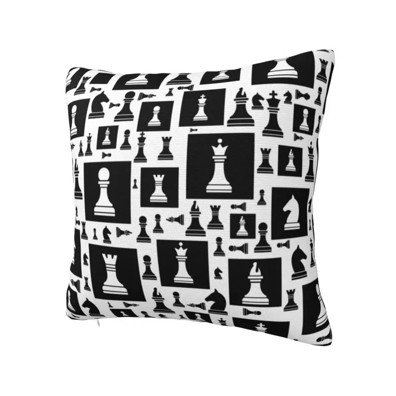 Custom Chess Pieces Pattern Pillow Cover Decoration 3D Two Side Printed Chess Lover Chessboard Cushion Cover for Living Room