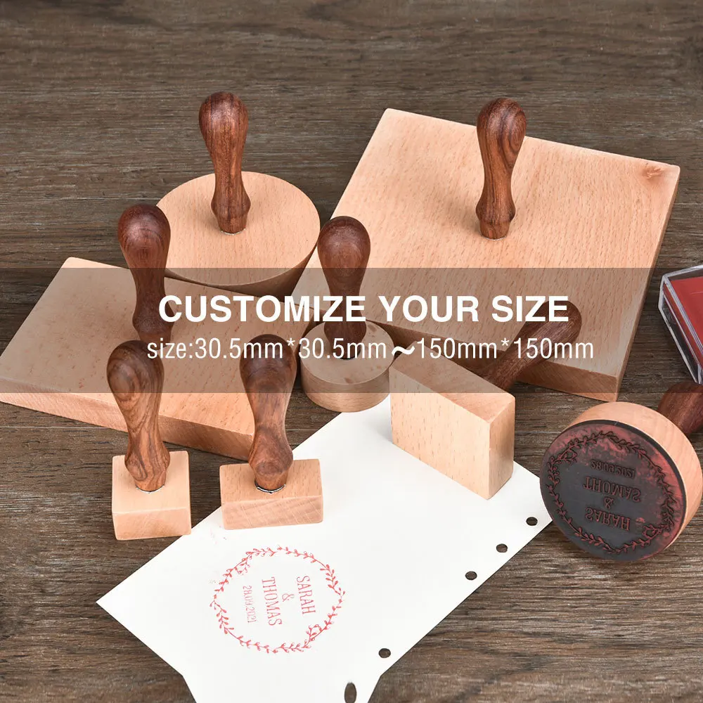 Custom Large Size Stamp Wooden Rubber Stamp Personalised Packaging Stamps Wedding Invitation Seals Gift DIY Scrapbooking