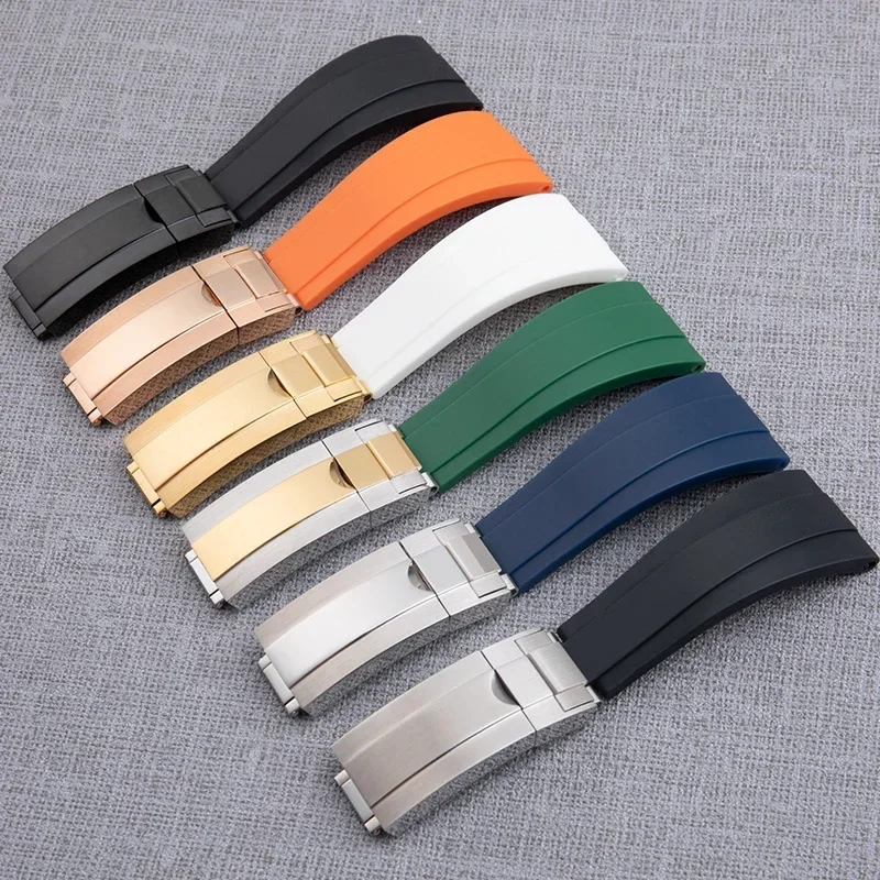 لحزام رولكس لـ DeepSea Sea-dwelsterpertual 20 مللي متر 21 مللي متر حزام ساعة ذو نهاية مسطحة حزام ساعة مطاطي ناعم