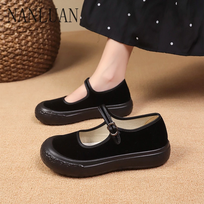 2024 Boutique Autumn Women's Shoes New Style Simple Solid Color Thick-soled Women's Shoes Hot-selling Trendy Casual Shoes