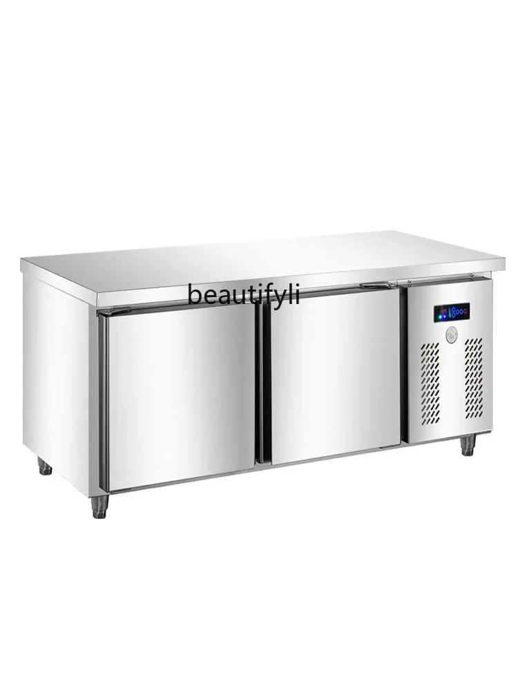 E132 Commercial Direct Cooling Cold Storage Workbench Refrigerator Baking Grid Board Double Temperature Flat Freezer