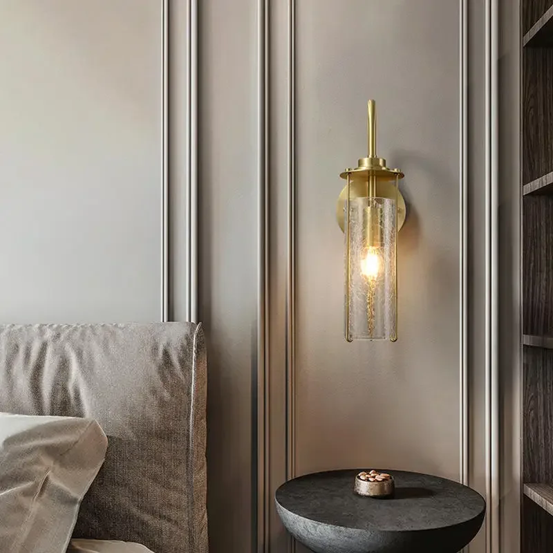 retro style luxury living room bedroom background wall lamp bedside wall lamp hotel corridor entrance glass bracket lamp