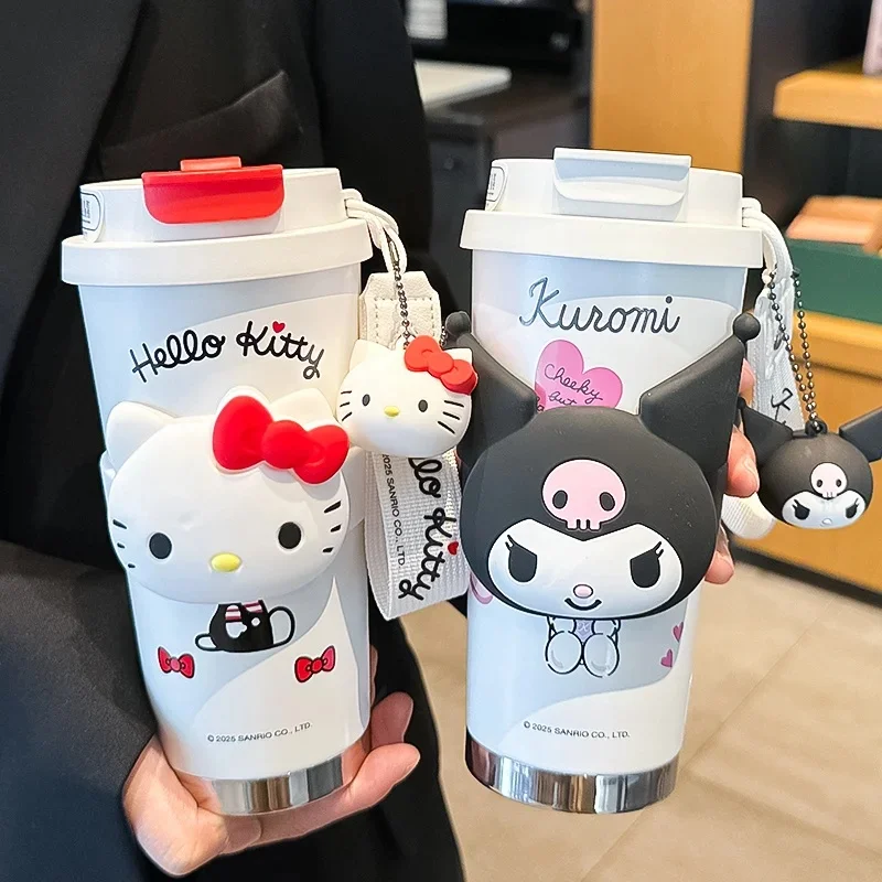 

Sanrio Hellokitty And Kuromi Insulated Cups High Beauty Straws Coffee Cups Water Cups Girl'S Birthday Gift