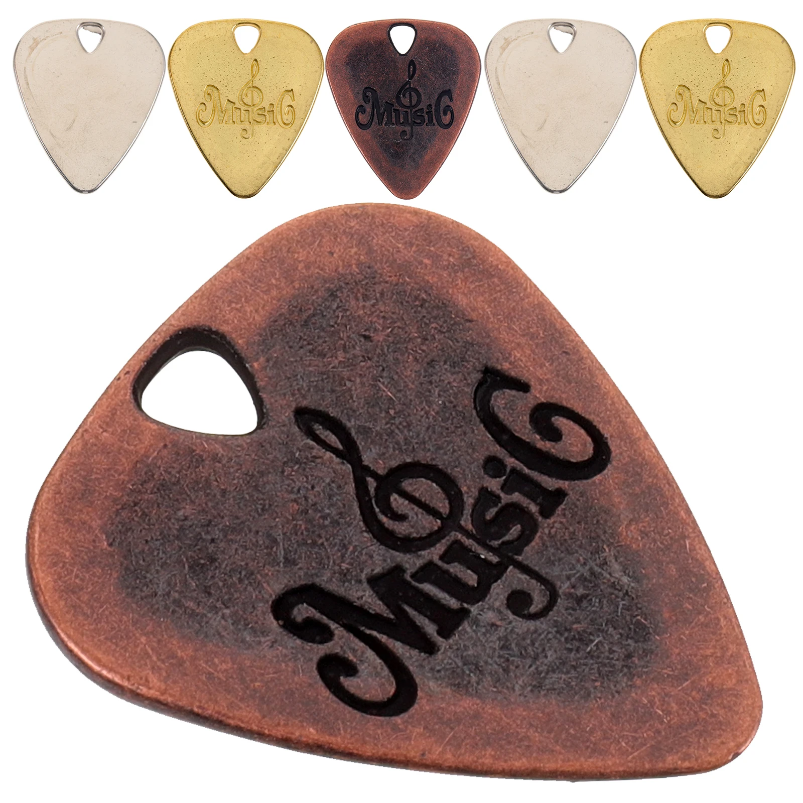 

6pcs Metal Picks Durable Zinc Alloy Bass Ukulele Plectrum Electric Random Color For Guitar Ukulele Acoustic Practice