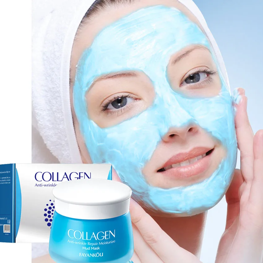 

120g Mud Face Mask Collagen Reduce Wrinkle Pore Cleaning Oil Control Blackhead Remove Smearing Mud Mask Skin Care Products