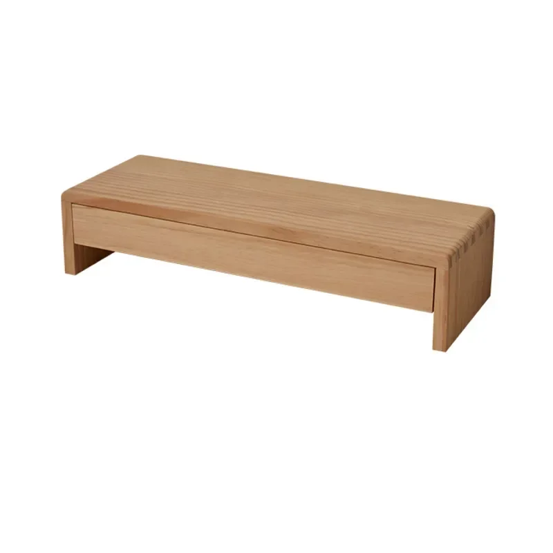 Solid Wood Monitor Stand Extended Desktop for Laptops Office Computer Storage Rack Ergonomic Workspace Organizer