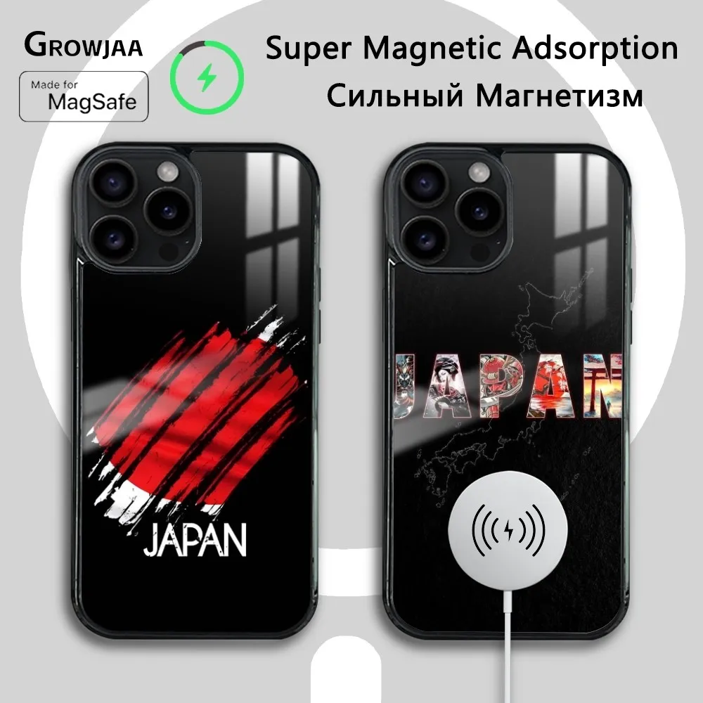 

J-Japan flag Phone Case For iPhone 16 15 14 13 12 11 Pro Max Plus Mini Magsafe Mirror Wireless Magnetic Cover