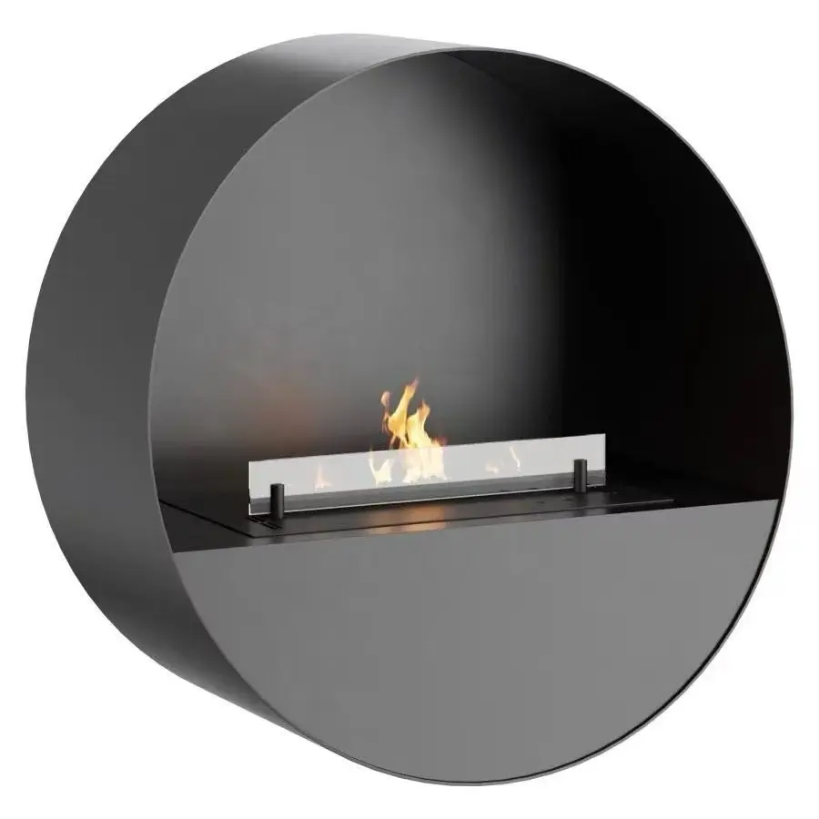 Art hanging round wall-mounted smokeless real fire alcohol heating fireplace hotel villa living room interior decoration - view 3