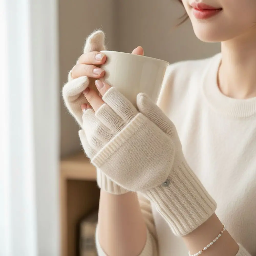 

Новые кашемировые зимние варежки высокого качества, ветрозащитные перчатки без пальцев, утепленные зимние варежки с откидной крышкой