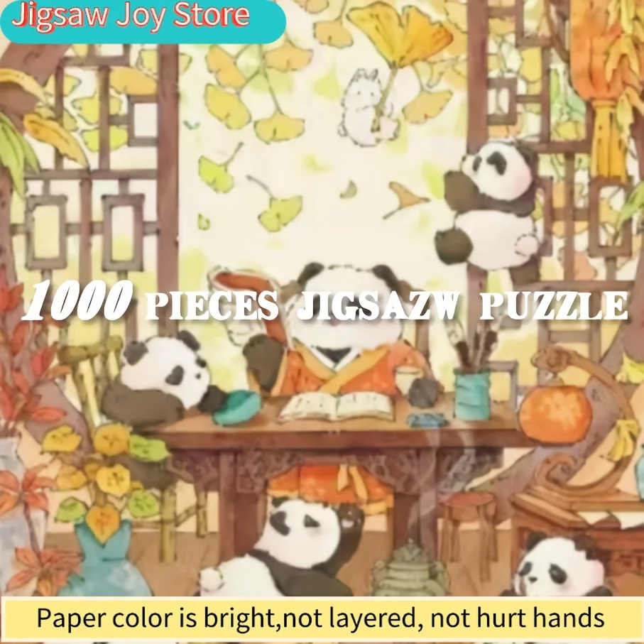 

Осенний пазл с изображением панды, бумажный материал, разноцветный, 27,56x19,69 дюймов, идеально подходит для Дня благодарения, Рождества, Дня святого Валентина.