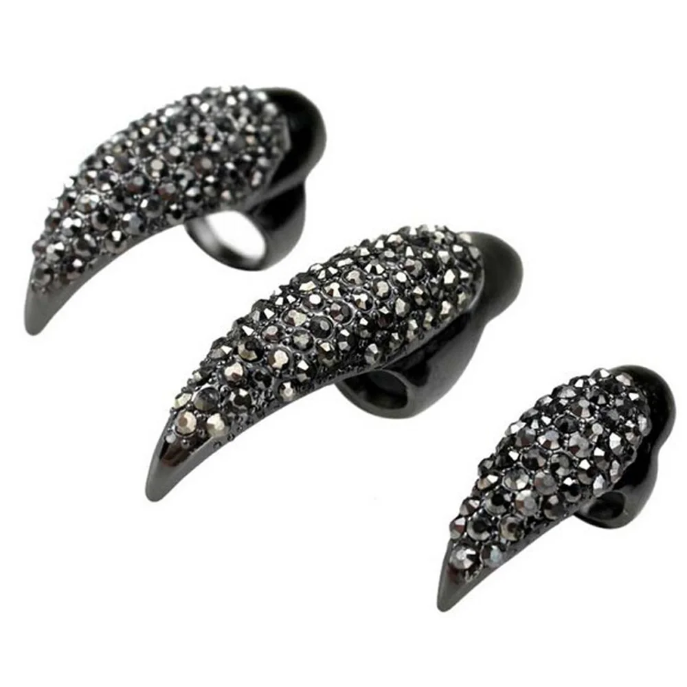 Punk Jewelry Cool Rock New Brand Eagle Claw Hook Ring Finger Nail Exquisite Gothic Punk Crystal Rhinestones