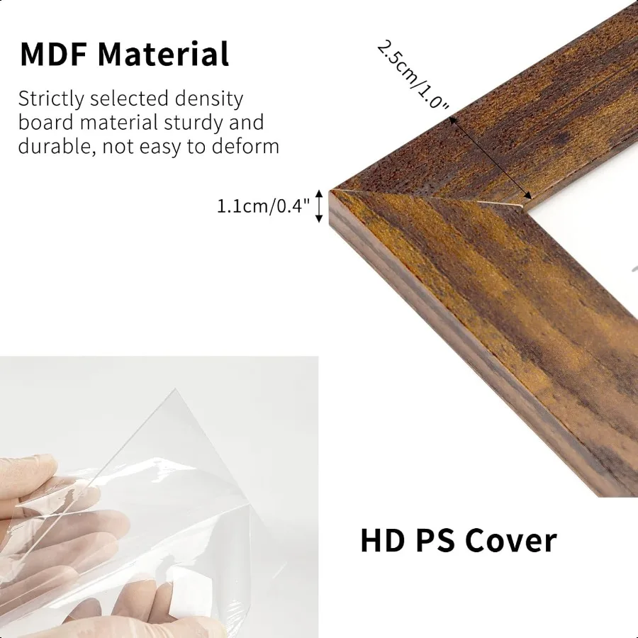 إطار صورة مقاس 8 × 10، إطارات بنية ريفية تناسب شاشة عرض الحائط المطبوعة مقاس 8 × 10 بوصة، 7 عبوات