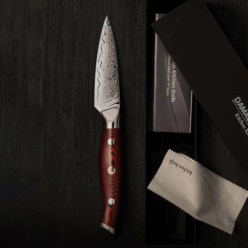 3.5 Inch Paring Knife 67-layers Damascus Steel Blade Sharp Cleaver Steak Barbecue Boning Peeling Fruit Kitchen Knives G10 Handle