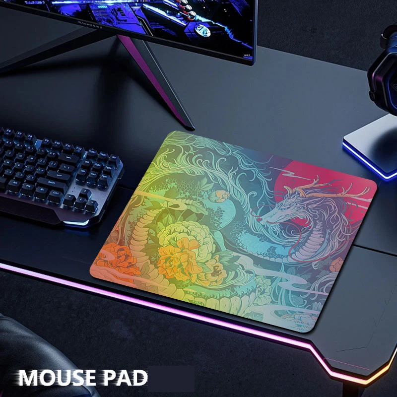 Rainbow Coated Mouse Pad Without Wrapping Edge National Tide Style Gaming Desk Pad Non-slip Rubber Tiger Gaming MousePad
