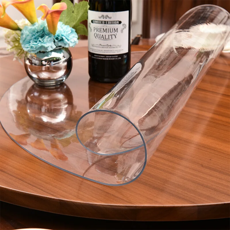 

Round PVC Table Carpet Transparent Waterproof Tablecloth Kitchen Table Cover Glass Soft Cloth Oil-Proof Protection Pad Table Mat