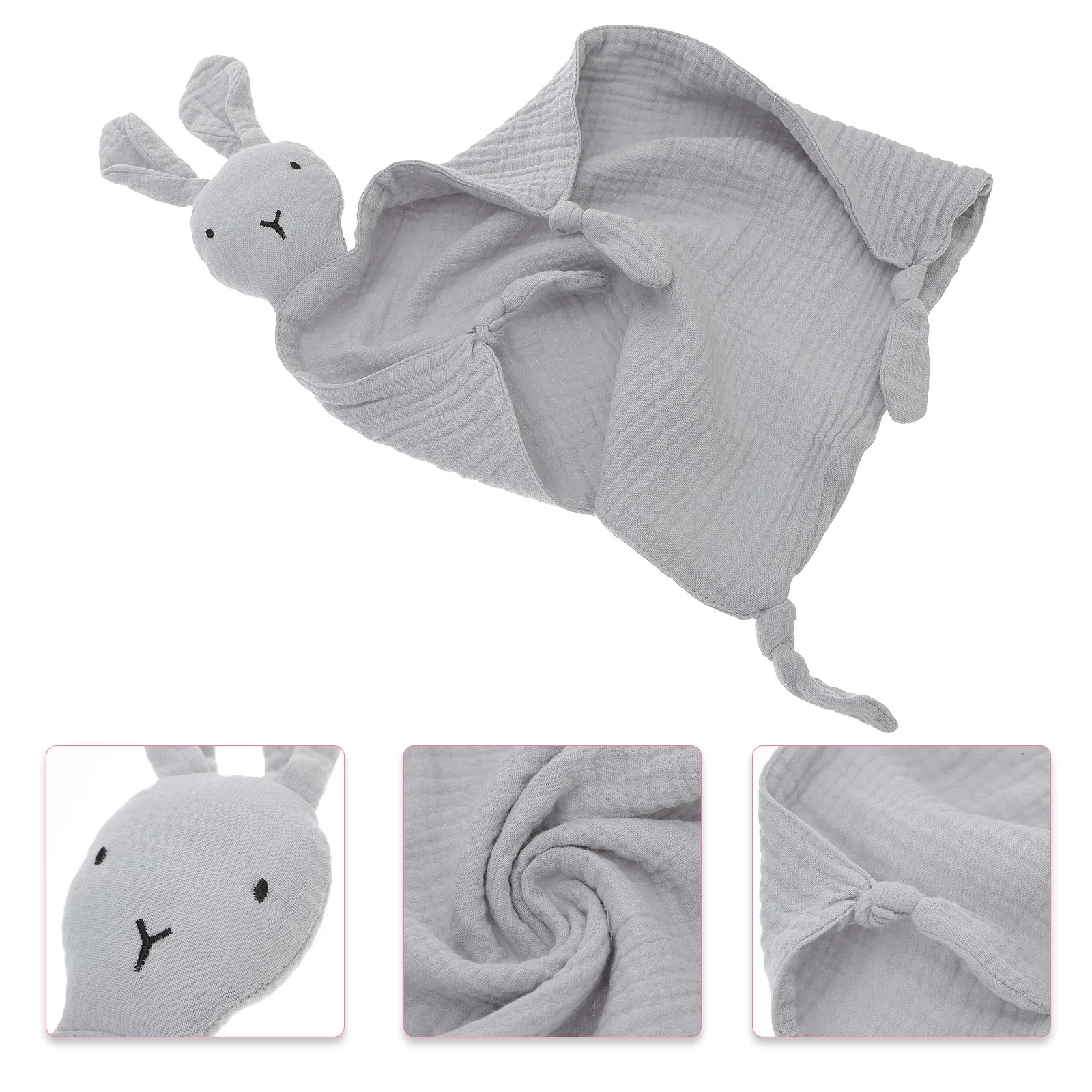 コットンラブリーベビーセキュリティブランケット、動物ウサギデザイン、洗濯機で洗える、新生児や幼児のための心地よい感覚タオル