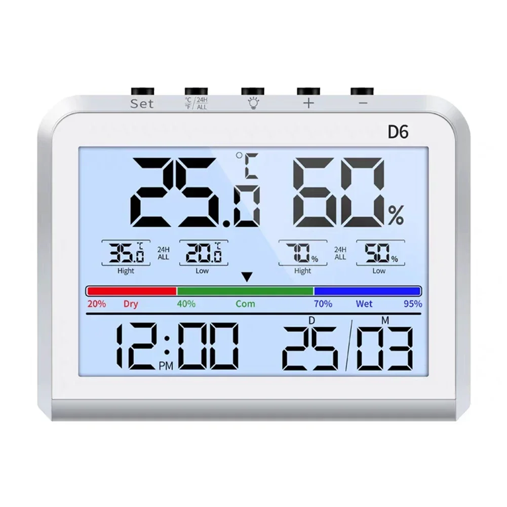 Electronic Digital Temperature Humidity Meter Home Thermometer Hygrometer Indoor Outdoor Weather Station Clock