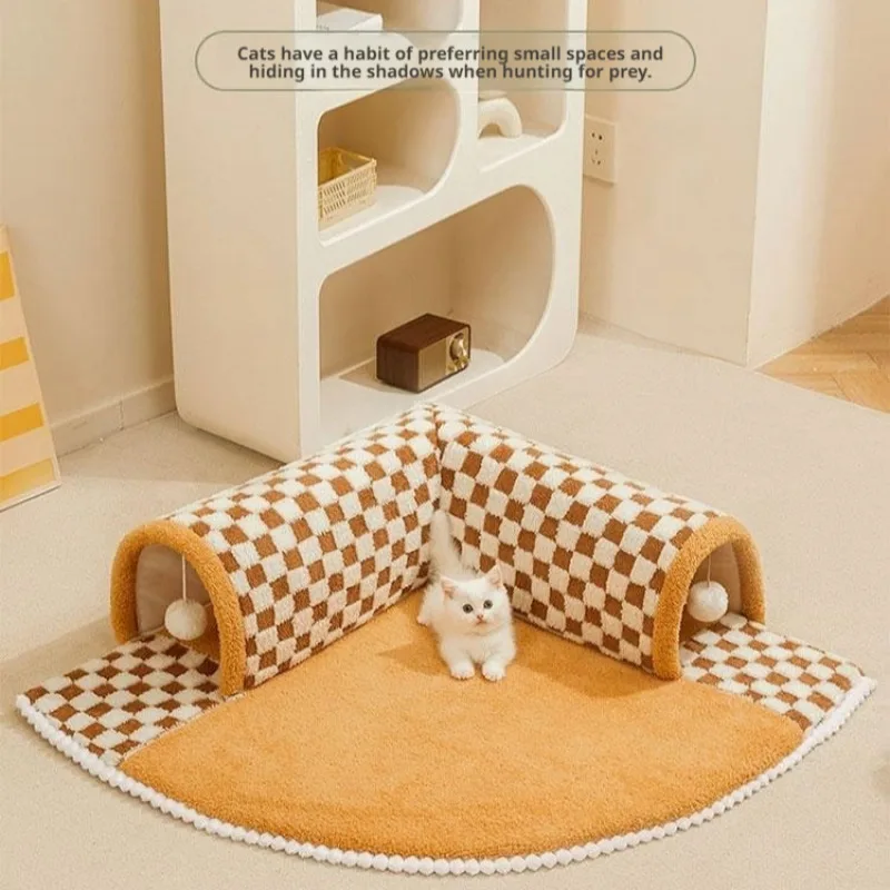 Tunnel Cat Nest Winter Warm Can Be Disassembled and Washed Cat Bed Cat Escape House Enclosed Cat House Autumn and Winter Cat Mat