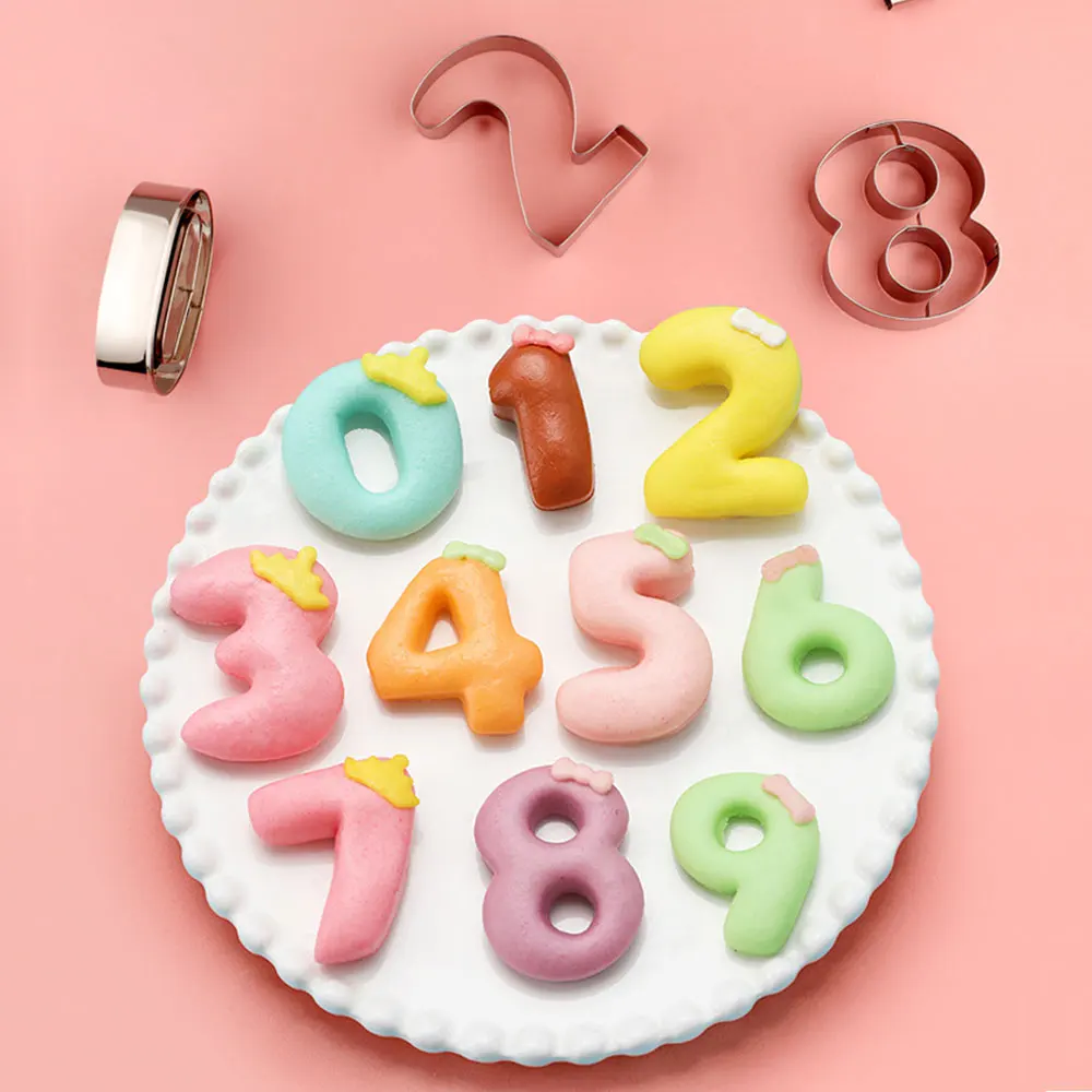 9Pcs/Set Digital Shape Cookie Cutter Moulds Numbers 0-8 Arabic Numerals Cute Candy Biscuit Mold DIY Pastry Baking Cake Mold