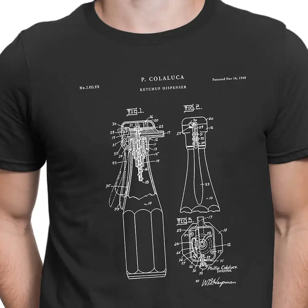 Patent Print Ketchup Dispenser T Shirt Cook Gifts Top Drawings Pt776