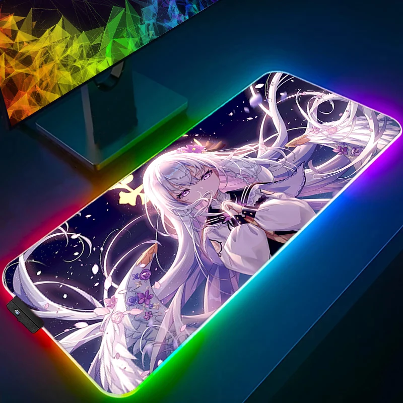 

Коврик для мыши для киберспорта, гладкий гибкий геймерский RGB ПК, компьютерный B-синий архив Shirasu Azusa, коврик для клавиатуры, светодиодный коврик для ноутбука Kawaii, коврик для мыши