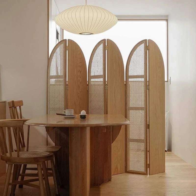 Rattan screen partition folding mobile living room bedroom entrance medieval screen Internet celebrity shelter home