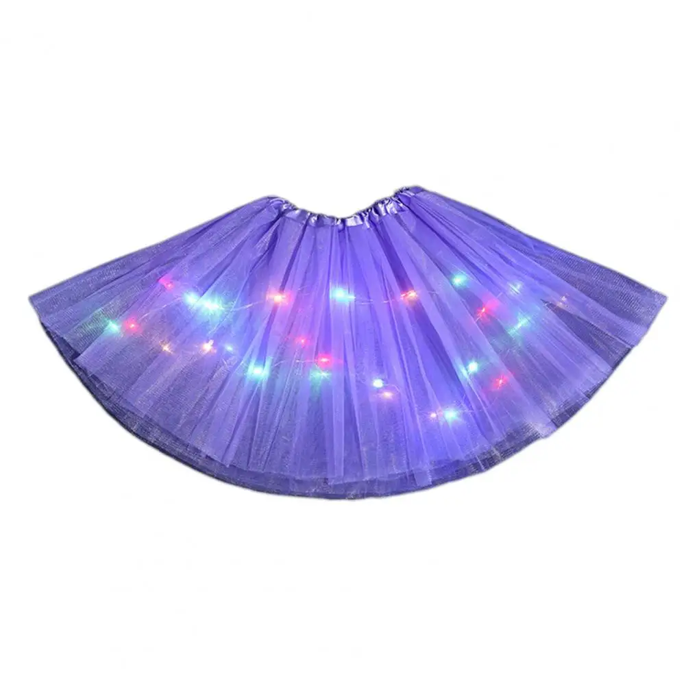 

Illuminated Half-length Skirt Colorful Led Light-up Mesh Skirt for Women with Elastic Waist Multi-layered Stage Show for Parties