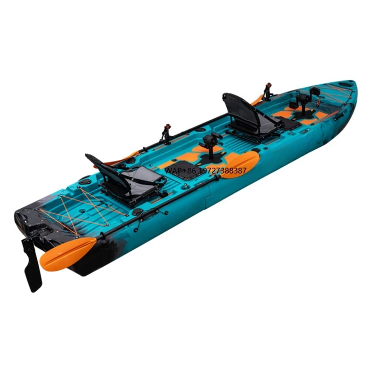 Outdoors Direct 2-Person Modular Kayak High Quality Detachable Pedal Kayak Plastic Hull for Surfing on Rivers 4m