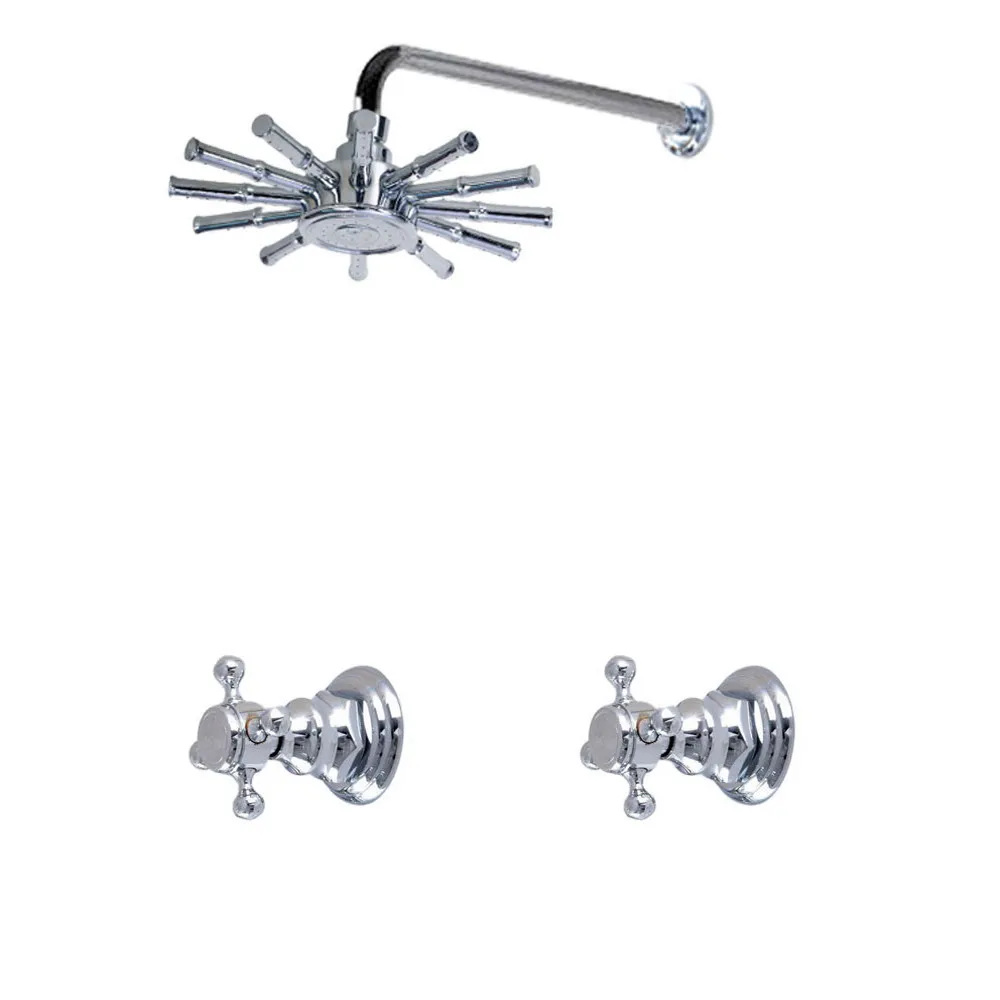 

Polished Chrome Brass Wall Mounted Bathroom Dual Handles 8" Inch Rain Shower Head Faucet Set Bath Mixer Tap abn228