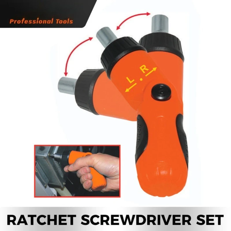 6 IN 1 High Torque Ratchet Screwdriver Set, 3 Position Ratchet Hand Screwdriver with CR-V Bits for Home Auto Repair