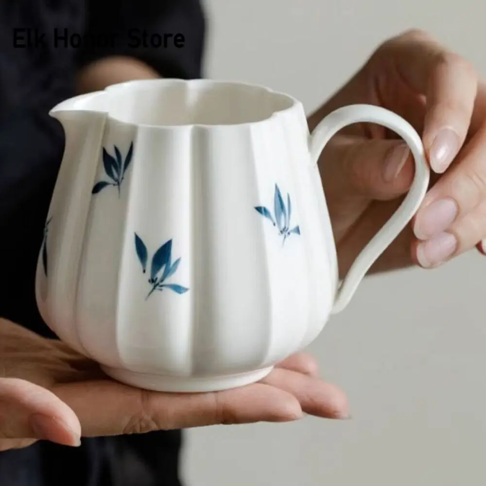 280ml Hand-painted Butterfly Orchid Lotus Petal Tea Pitcher Coffee Fair Cup Tea-separating Cha Hai Justice Cup Craft Accessories