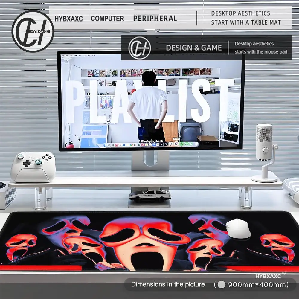 Karakter Horor Ghostface Anti-Slip Keyboard Mat Gaming Mouse Pad untuk PC Gamer Rumah Kantor Desktop Dekorasi Mat Deskmat
