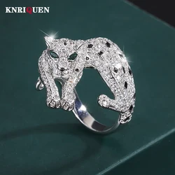 New Charms High Carbon Diamond 5A Zircon Leopard Gold Color Rings for Women Cocktail Party Fine Jewelry Birthday Gift Wholesale