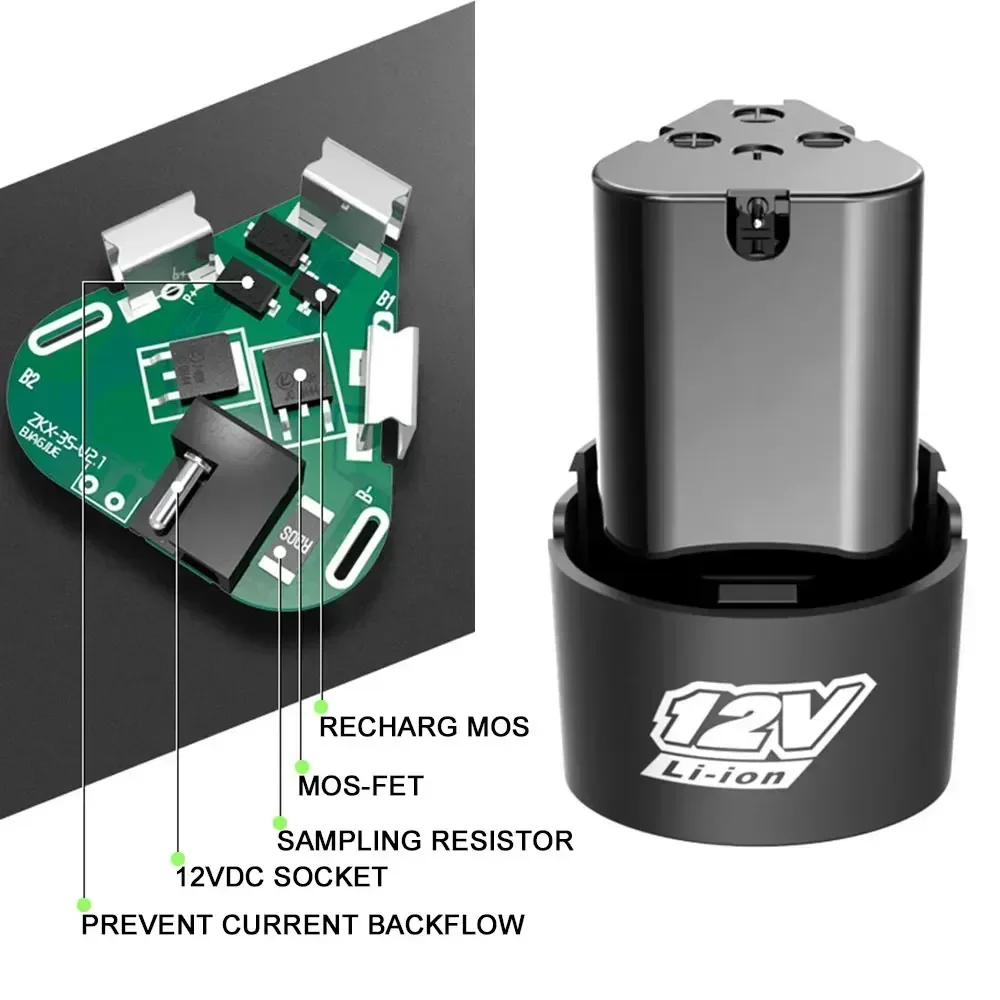 Bateria recarregável de íon de lítio para rebarbadora, furadeira elétrica, chave de fenda sem fio, bateria sobressalente universal, 12V, 1500mAh