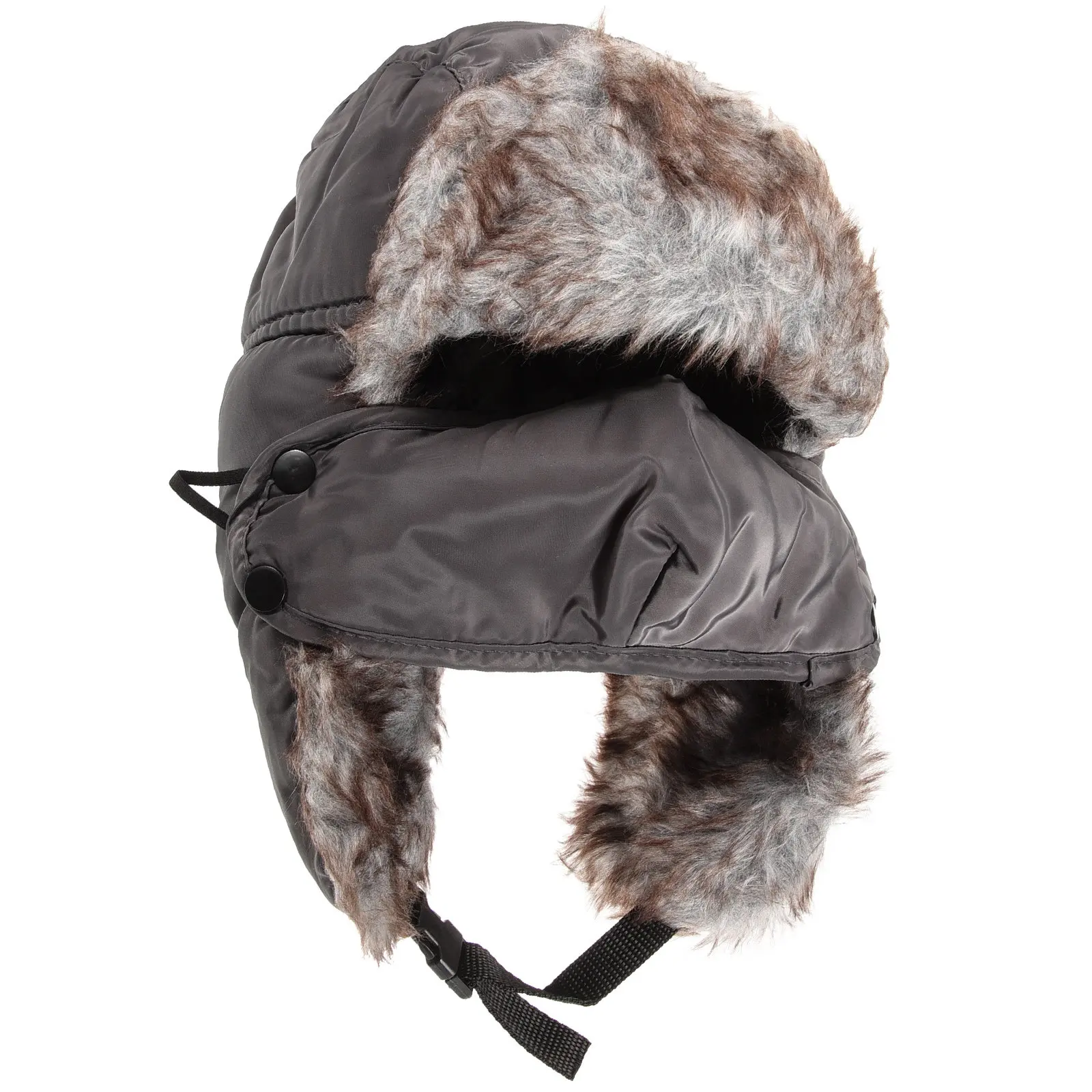 

Trapper Ski Hat Winter Warm Earflap Hood with Mask Buckle Fastening for Outdoor Sports Army Style Cold Climate Grey