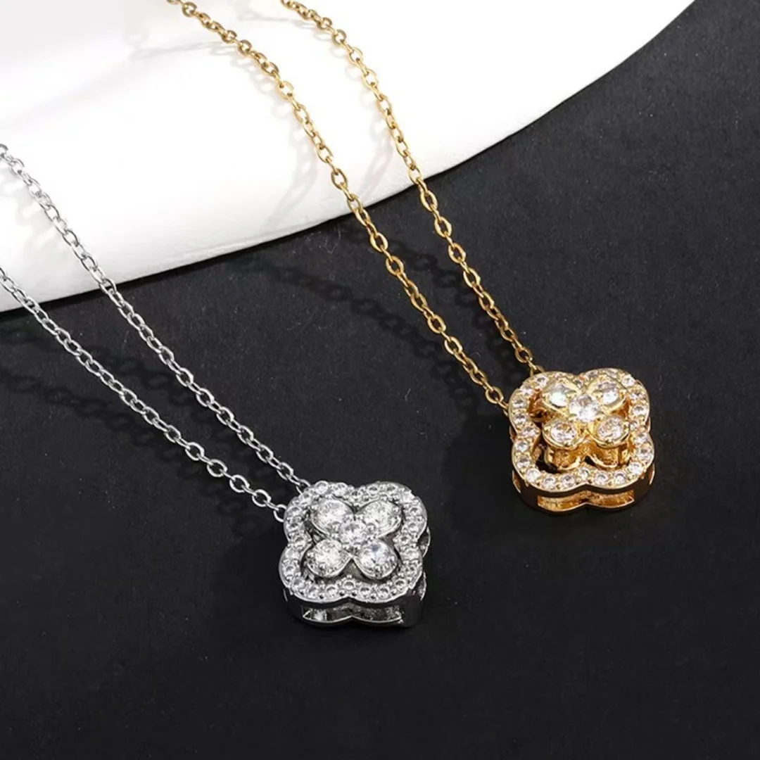 Classic Four-Leaf Clover Pendant Women's Necklace, Exquisite and Luxurious Fashion Collarbone Chain Jewelry image 6