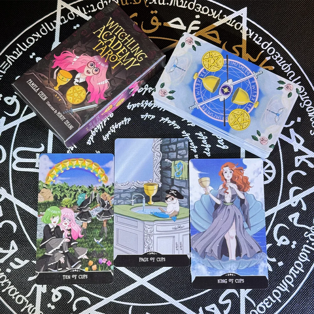78pcs Double-Sided Embossed Card, Witch Academy Tarot Deck 12×7cm, Divination Oracle Cards, Suitable for Tabletop Games and Gift
