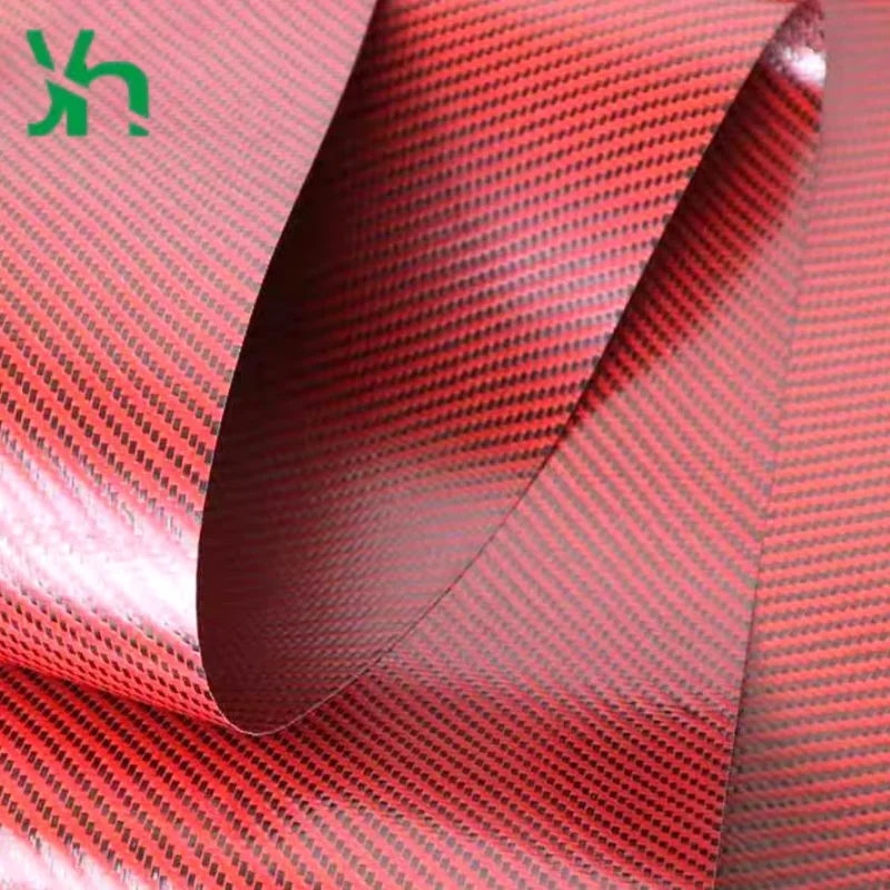 جلد من ألياف الكربون باللون الأحمر والأسود - نسيج قطني طويل 3K 200gsm مع تباين الألوان الديناميكي للسلع الداخلية والرياضية #2