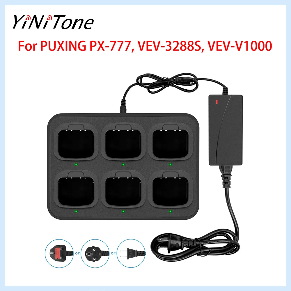 

6-контактная база для быстрой зарядки для PUXING PX-777, VEV-3288S, VEV-V1000 — быстрая зарядка, защита питания, световые индикаторы