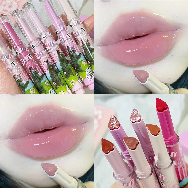 Nude Mirror Jelly Lipstick Pen Moisturizing Waterproof Solid Heart-shaped Lipgloss Lasting Non-stick Cup Lip Balm Makup Cosmetic