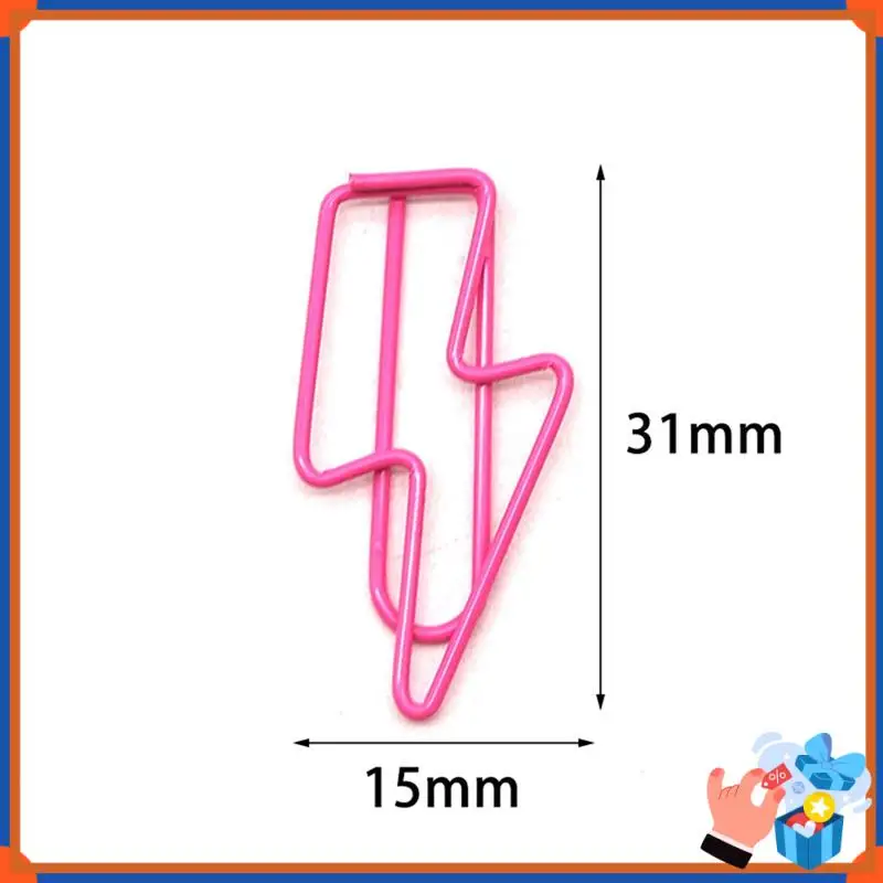 Compact 100 Pcs Lightning-Shaped Paper Clips - Metal Paperclips Set For Office, School File Organization, Desktop,Party Decor