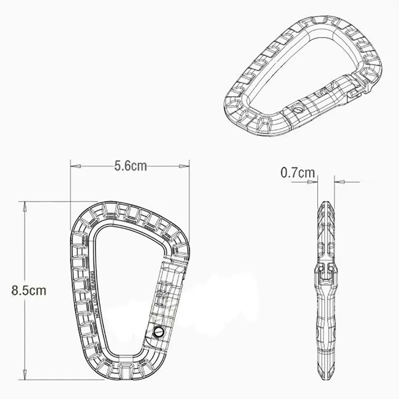 4Pcs Taktische Karabiner Set Kunststoff Stahl Schnell Haken Gurtband Grimlock Lock Schlüsselbund Schlüssel Kette Outdoor Rucksack Karabiner Schnalle – Detail 6