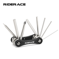 8 In 1 Bicycle Hex Spoke Wrench CR-V Steel Multifunction Portable MTB Road Bike Wrench Screwdriver Foldable Cycling Repair Tools