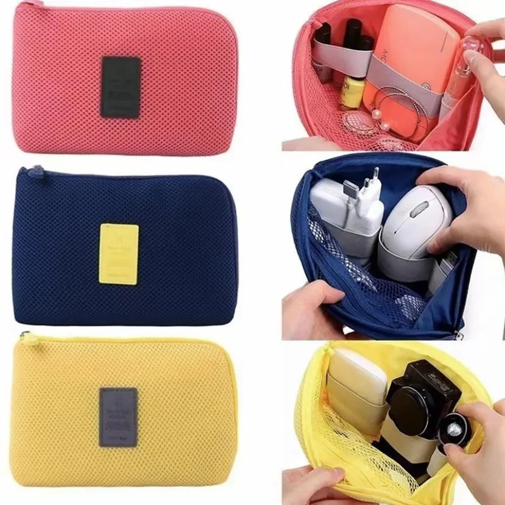 Borsa per cavo dati portatile borsa da viaggio USB Digital Storage Bag custodia per Organizer per cavi per auricolari portamonete con cerniera scatola per accessori cosmetici